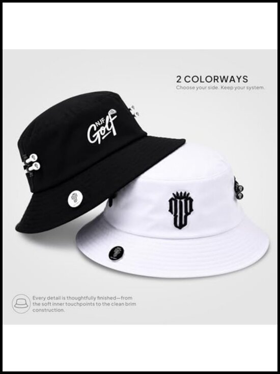Reversible Bucket Hat with Magnetic Ball Marker, Tee Holders, UPF 50 Sun main image 5